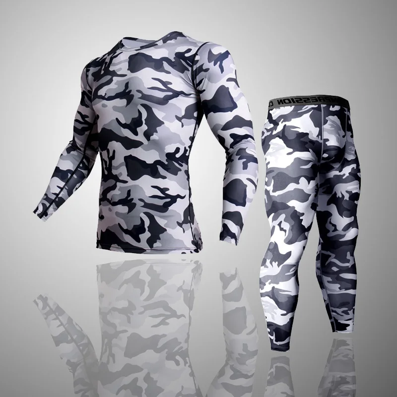Camouflage Tracksuit Men long sleeve Compression Suit 2 piece Factory direct big discount Brand Fitness Shirt sportwear Men 4XL Camouflage Tracksuit Men long sleeve Compression Suit 2 piece Factory direct big discount Brand Fitness Shirt sportwear Men 4XL