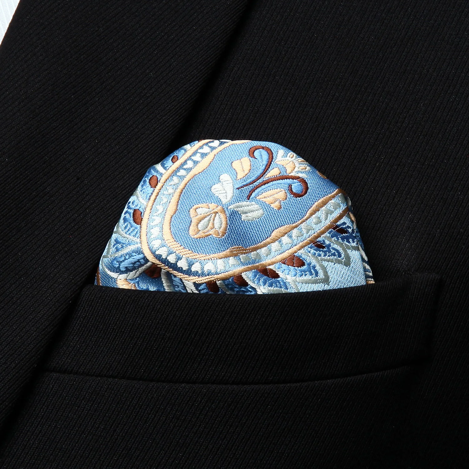  Party Pocket Square Classic Wedding BP928BS Blue Gold Paisley Bowtie Men Silk Self Bow Tie handkerc