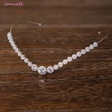 Jonnafe Fashion Bridal Forehead Tiara Zirconia Wedding Hair Crown Accessories Silver Women Prom Hairband Jewelry