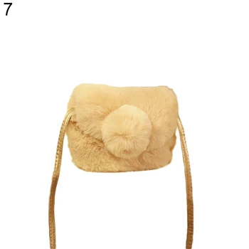 

Winter Faux Fox Fur Kids Girl Lovely Bowknot Mini Shoulder Crossbody Bag Handbag