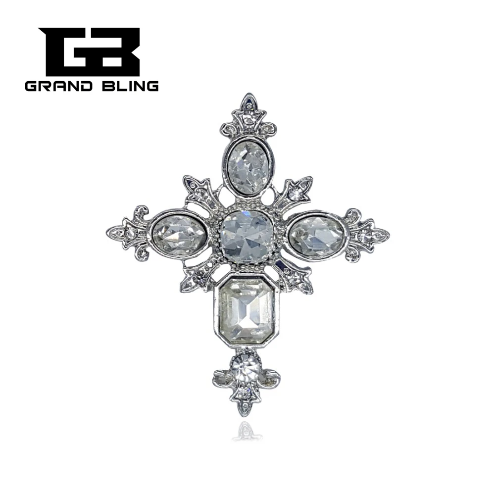 

Vintage style Crystal Cross Brooch Pin with high quality