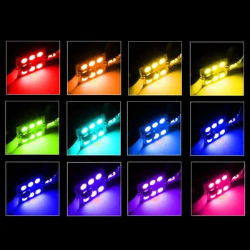 

2 Pcs RGB LED Car Interior Reading Light With Remote Control DC 12V 6SMD 5050 Atmosphere Lamp Bulb Strobe Lights NJ88