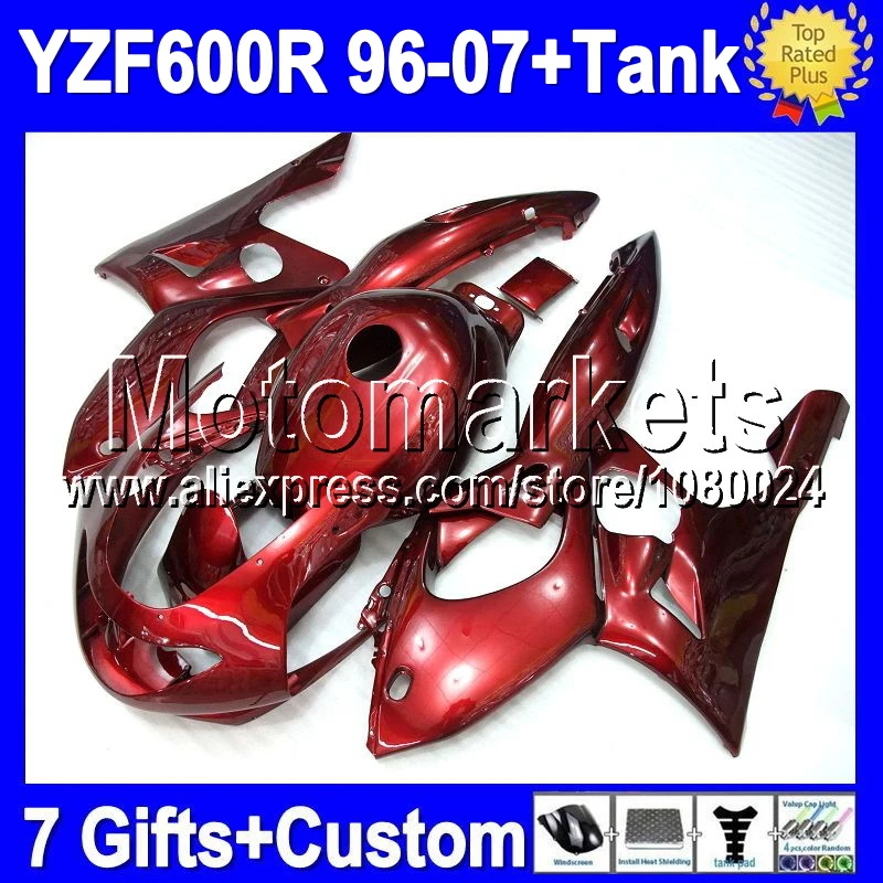 7 подарки + майка темно-красный для 96 - 07 YAMAHA YZF600R 97 98 99 00 01 02 03 04 05 06 холодный красный