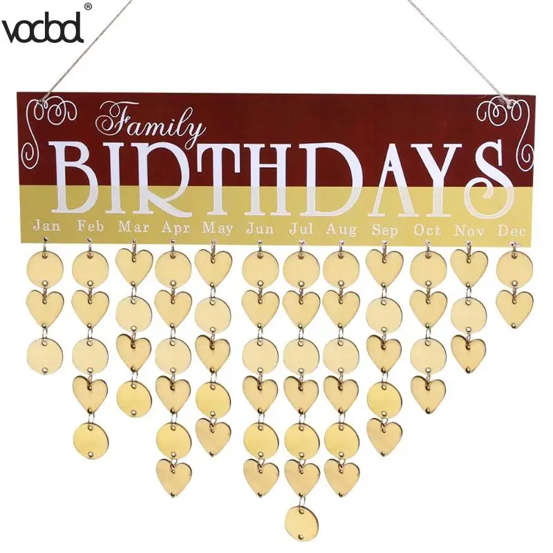 

Creative Design DIY Wooden Hanging Calendar Family Birthday Date Reminder Sign Board Planner Korean Home Office Decor Supplies