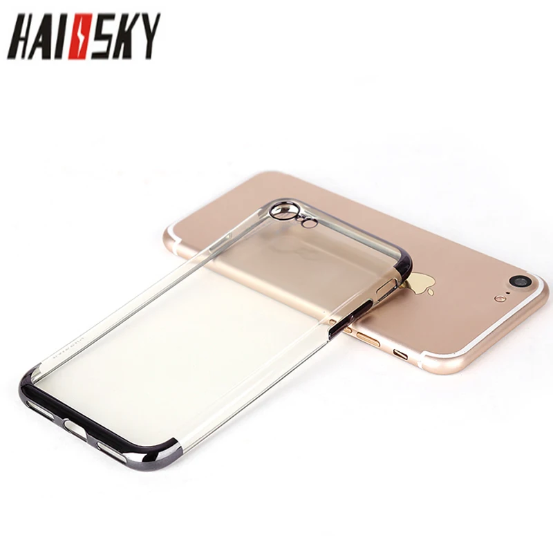 

HAISSKY For iPhone 7 8 Plus Case Plating Soft TPU Transparent Protective Back Cover For Phone 7 7 Plus 8 8 Plus Ultra-thin Cases