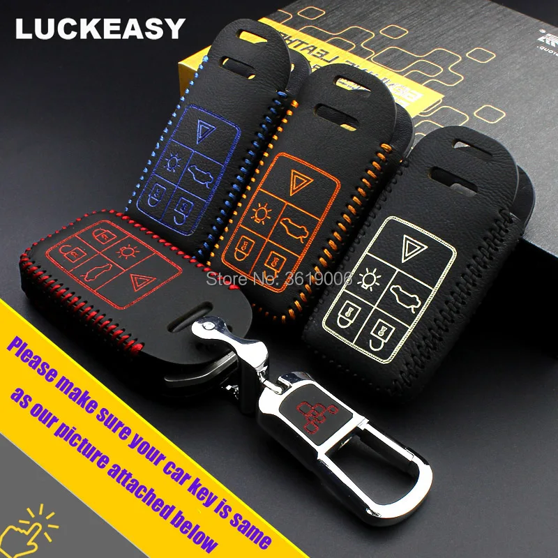 

LUCKEASY High Quality Leather Remote Key Case Cover Holder For Volvo XC60