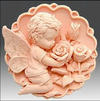 

Little angel with rose soap mold fondant cake mold