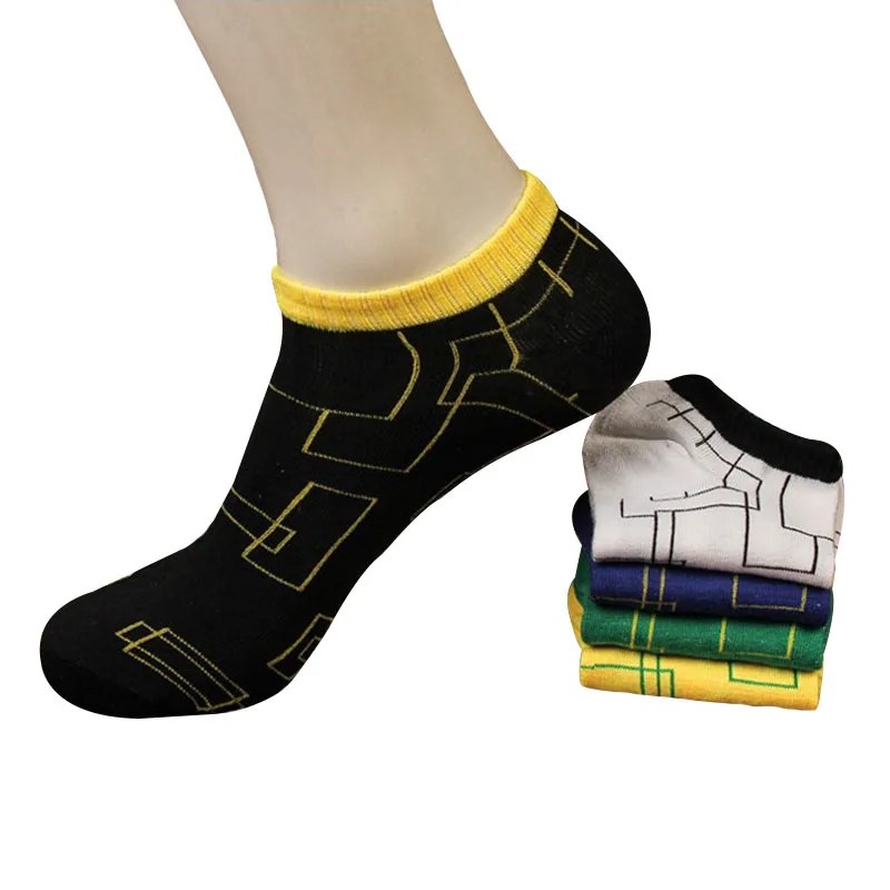 

5 Pairs Men socks Trendy Personality Maze Graphics Pattern Bright Color Male No Show Sock Non-slip Breathable Ankle Sock Meia