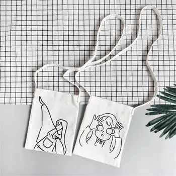 

2019 New Design Lady Foldable canvas Cloth Reusable Fruit Shopping Bag Grocery Pouch Recycle Organization Bag Shoulder Bags