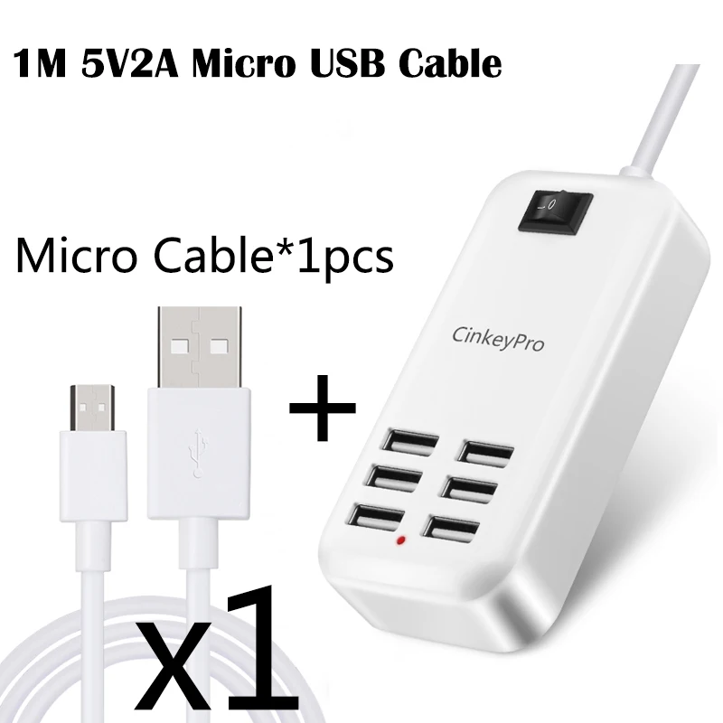 CinkeyPro ЕС Plug 6 портов несколько настенных USB зарядное устройство 15 Вт 3A смарт-адаптер мобильный телефон планшет зарядное устройство для iPhone iPad - Тип штекера: White1
