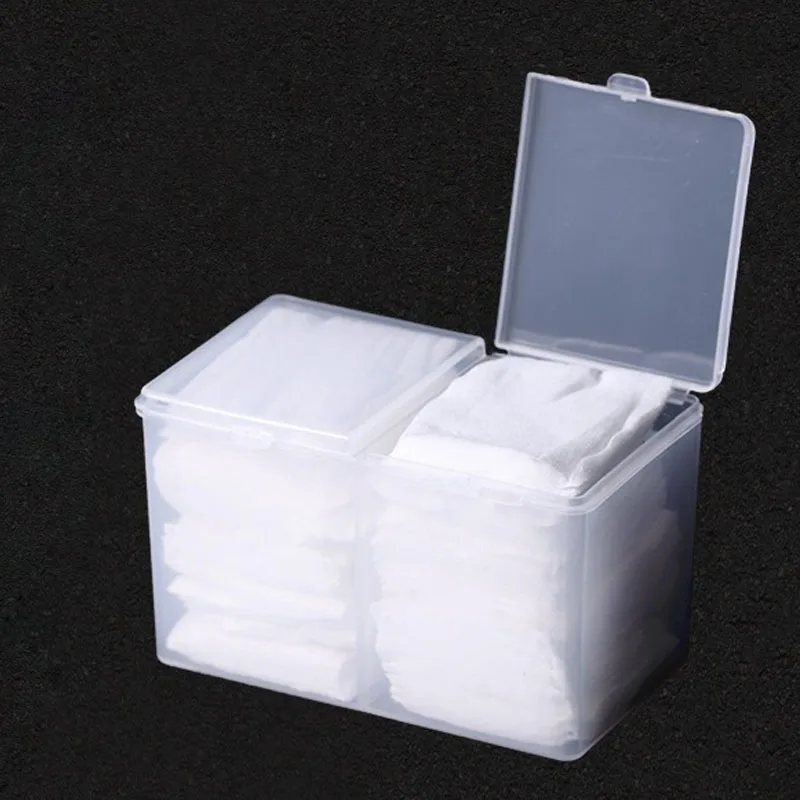 

2-Compartments Cosmetis Remover Clean Cotton Pad Swab Container UV Gel Polish Glitter Powder Storage Box Makeup Nail Art Tool