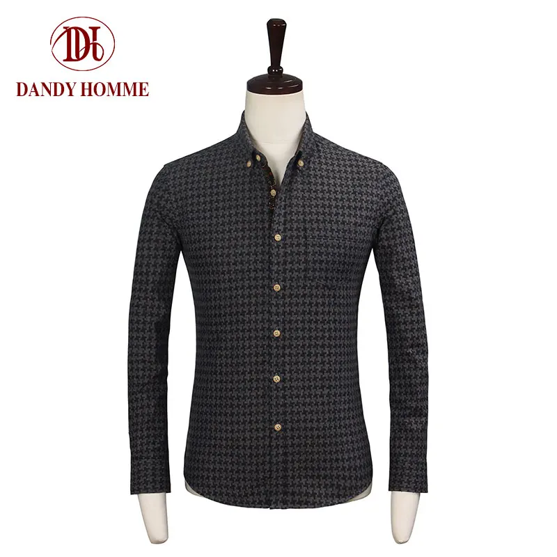Бренд DANDY Homme, модная брендовая мужская одежда, осенние мужские хлопковые рубашки с длинными рукавами, геометрические однобортные тонкие рубашки