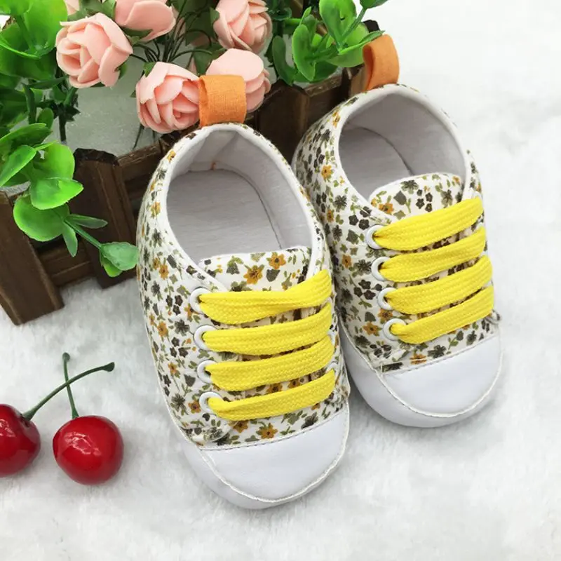 

Newborn Toddler Baby Floral Soft Sole Crib Shoes Girl Lace Up Cotton Shoes 0-18M Wholesale