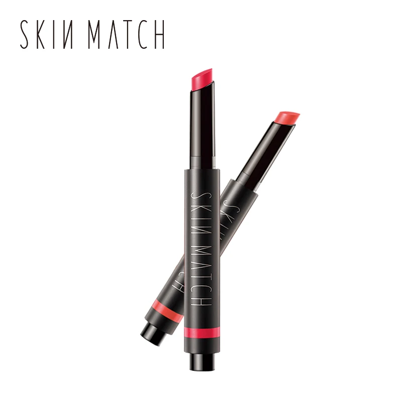 

Top Brand SKIN MATCH Waterproof Long Lasting Push Button Press Lipstick Balm Velvet 2 color Moisturizer 6 color Matte Lipstick