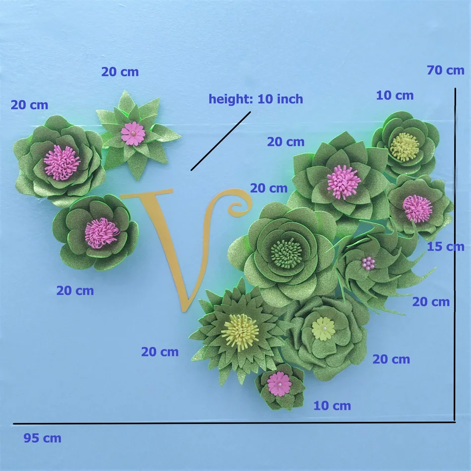 

2019 Giant Glittered Foam Flowers Handmade Lime Large Rose Set For Nursery Wedding Birthday Backdrop Home Wall Decoration