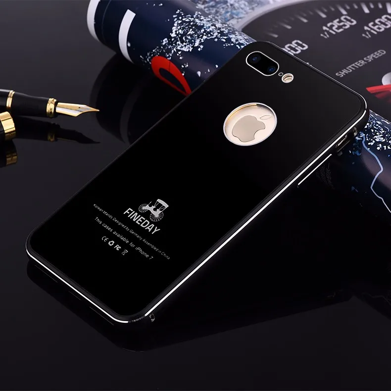 Роскошный Премиум алюминиевый металлический чехол для телефона s для iPhone 7 8/Plus,, твердость 9 H, закаленное стекло, задняя крышка, чехол, аксессуары