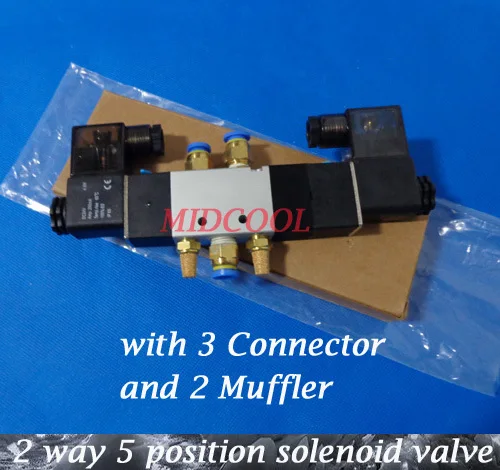 Соленоидный клапан Solenoide Valvula 4V220-06 24 В постоянного тока 5/2 способ двойная катушка