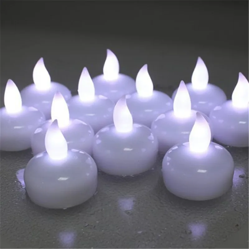 Cool white not flicker floating candles 12 pieces, water resistant