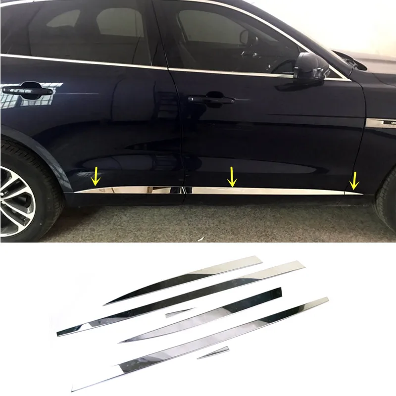 

For Jaguar F-pace X761 2016 2017 2018 Side Door Body Panel Molding Trim Protector Stainless Steel 6pcs Chrome
