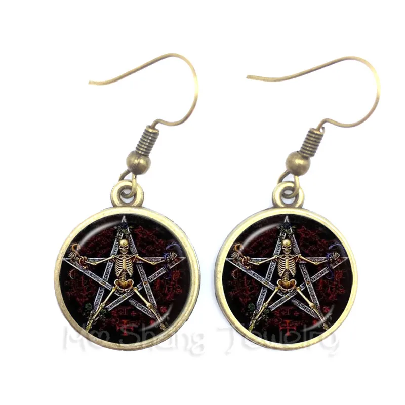 Женские серьги с логотипом Magic Wiccan Pentacle стеклянный кабошон готический талисман и