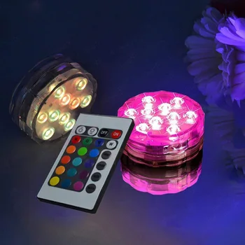 

High Quality 1/2/4/10pcs 10LED RGB Submersible Pond LightLED Lamp with IR Remote for Swimming Pool Hot Tub SPA VC