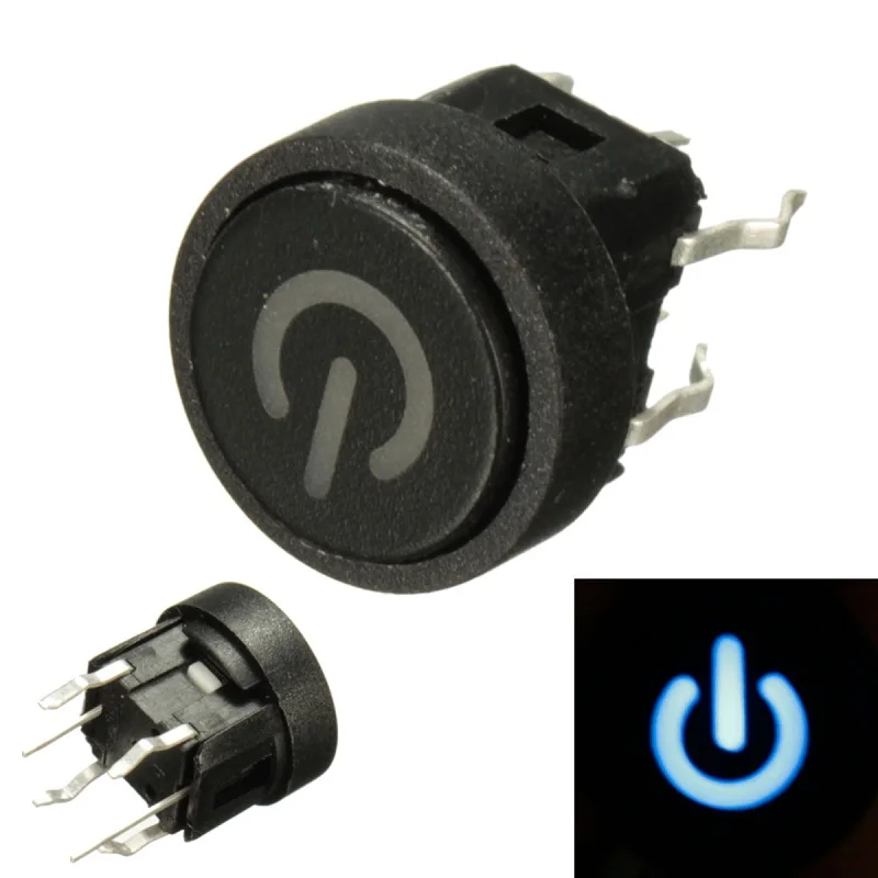 12V Power Symbol Momentary Latching Computer Case 20mA SPST Switches