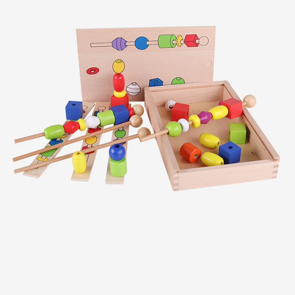Монтессори деревянная игрушка из бисера Секвенирование набор блок игрушки классическая игрушка развивающие игры для детей