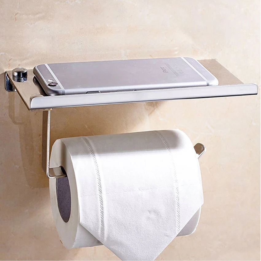 Держатель туалетной бумаги из нержавеющей стали с полкой телефоны для рулон бумажных полотенец стеллажная ткань кухонный Органайзер аксессуары для ванной комнаты