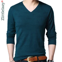 Брендовый дизайнерский пуловер, однотонный мужской свитер, мужские трикотажные свитера, Мужская одежда, облегающая трикотажная одежда, модная одежда 3106