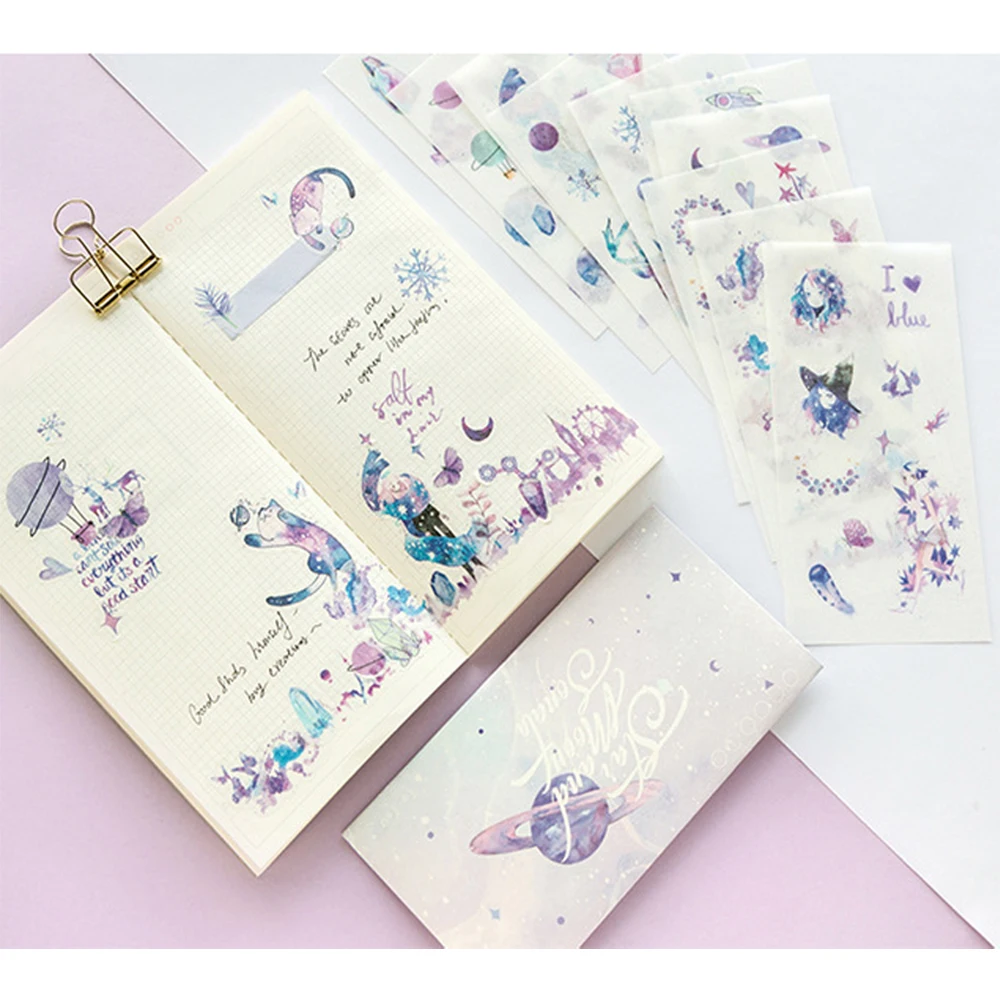 

10PCs/Set Label DIY Decorative Background Sticker Paper Sticker Bag Diary Masking Decoration Stationery School Supplies 8 Styles