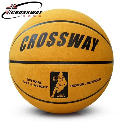 Basketbol Hot Selling Outdoor Indoor Size 7 Leather Basketball Ball ZK microfiber Training Competition home&away Basketball - Цвет: yellow