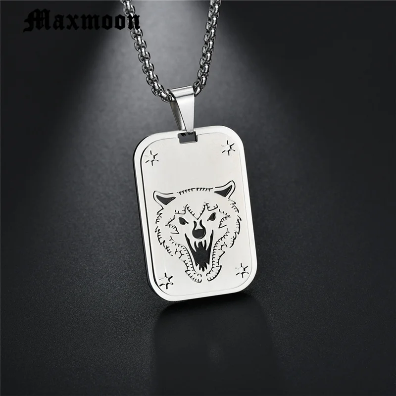 Maxmoon панк 316L нержавеющая сталь новый дизайн Воющий волк кулон ожерелье полый