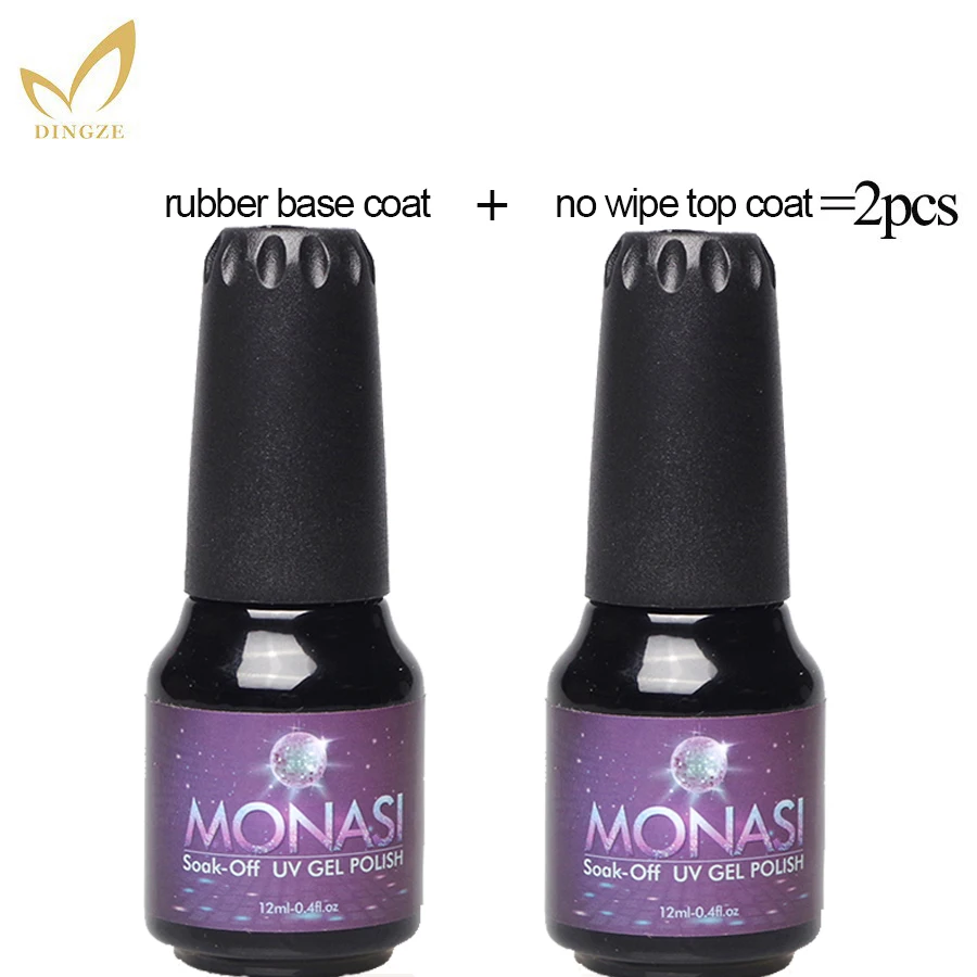

12ml/lot Base Top Gel Varnish Lacquer Soak Off Top Coat Wihtout Sticky Layer Monasi Rubbery Base Glossy Gelpolish