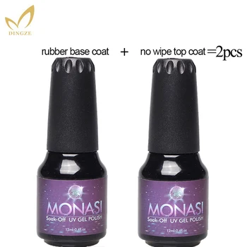 

12ml/lot Base Top Gel Varnish Lacquer Soak Off Top Coat Wihtout Sticky Layer Monasi Rubbery Base Glossy Gelpolish