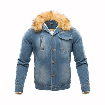 

2018 Men Clothing, New Korean Version Of The Men's Slim Thick Denim Jacket Plus Velvet Disassembly Collar Blouse Coat