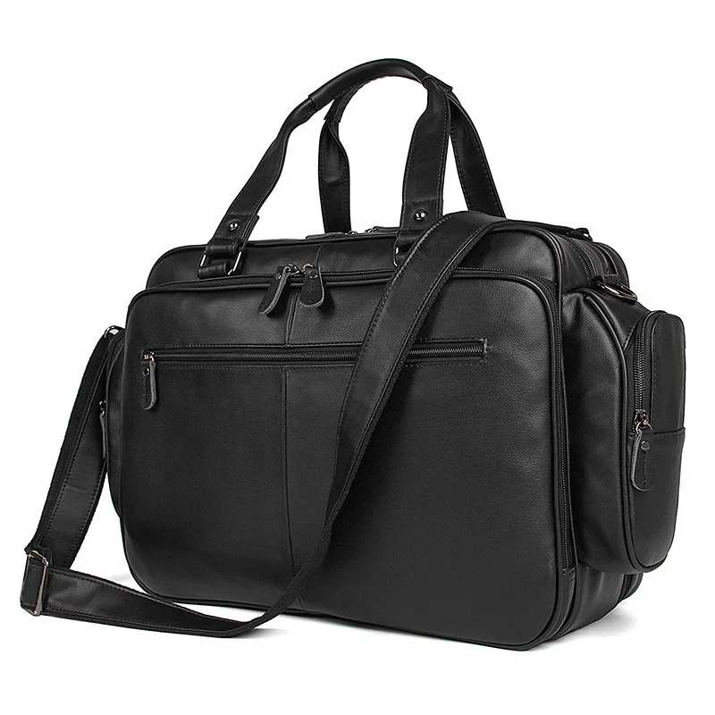 Fashion Portfolio Genuine Leather Men Briefcase laptop Bag Leather Briefcase men Business Bag Tote Handbag Shoulder bag Black