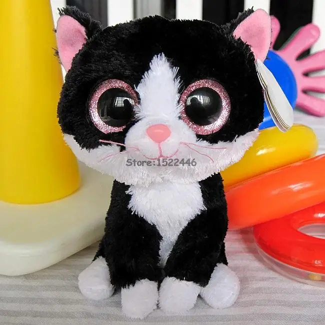 New Hot Selling TY 15CM 6" Beanie Boos Black Cat Big Eyes plush Stuffed