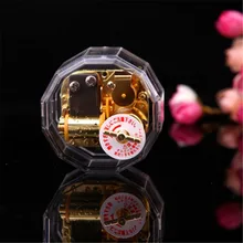 New Hand Cranked Type Gold Multi-angle music box mini acrylic music box birthday gift