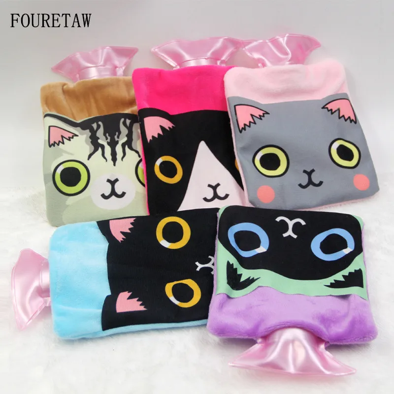 cheap 1 Piece Winter Necessity Creative Pet Cartoon Kawaii Novelty Cat Head Lovely Hand Feet Warming Hot Water Bottle Bags RD13