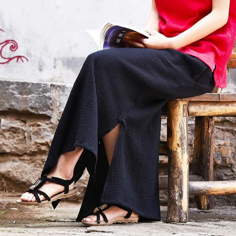 

2019 Summer style Solid Linen Women Long Skirt Brand Casual Loose Skirts Women Mori girl Linen Maxi Skirt