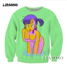 LIASOSO аниме Dragon ball Z Толстовка яркий джемпер персонажи Аниме Сексуальная бульма 3d принт для женщин и мужчин черный/зеленый Свитшот T3340