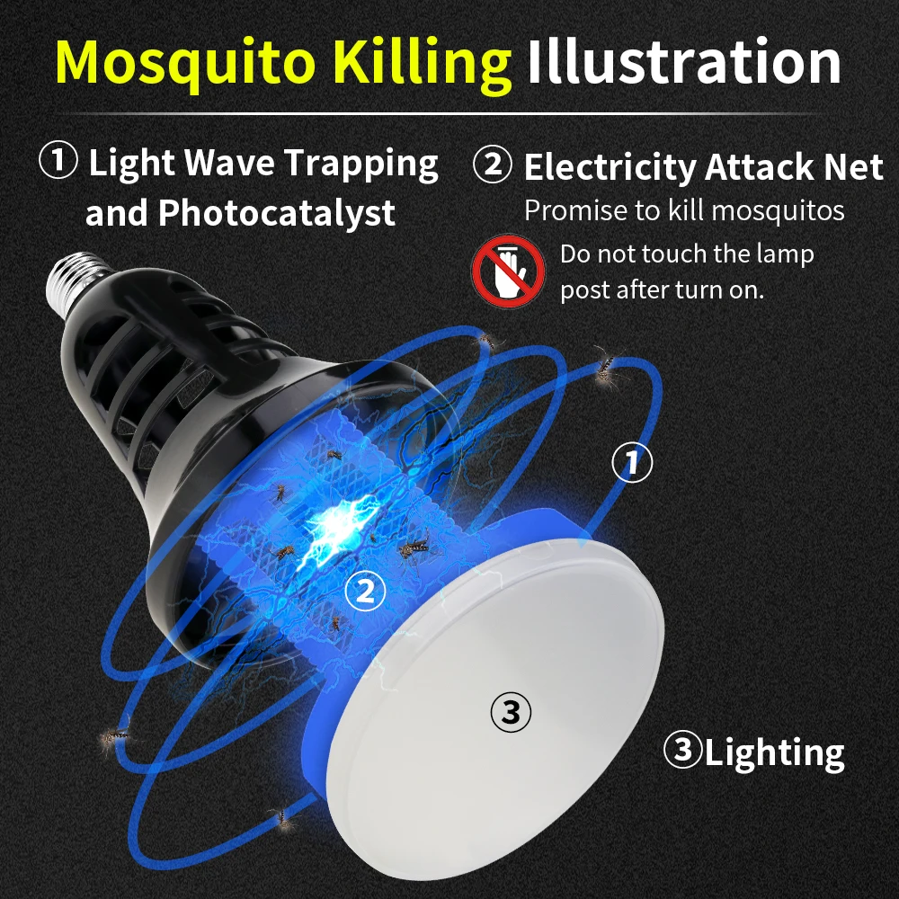 

Electronics Pest Control E27 LED Bulb 110V Bug Zapper Indoor Night Light AC 220V Lampada LED Photocatalyst Mosquito Killer Lamp
