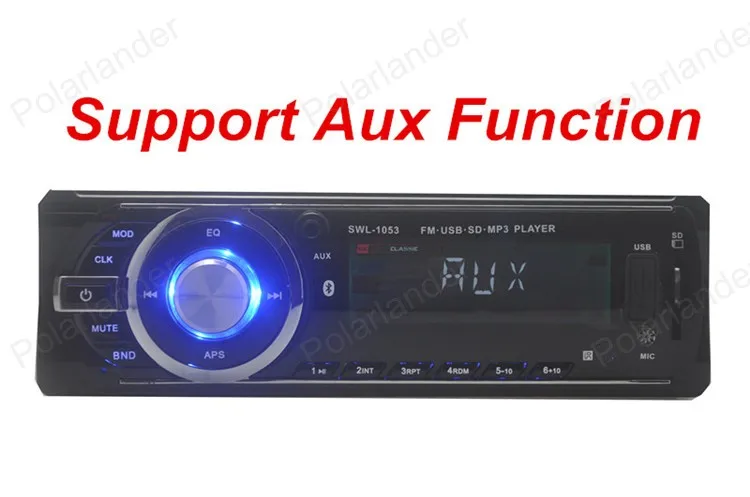 1 Din автомобильный радиоприемник Mp3 плеер ЖК-дисплей функция USB/SD/EQ/Bluetooth/FM-радио/Aux/часы автомобильный стереоплеер Встроенный Bluetooth + микрофон