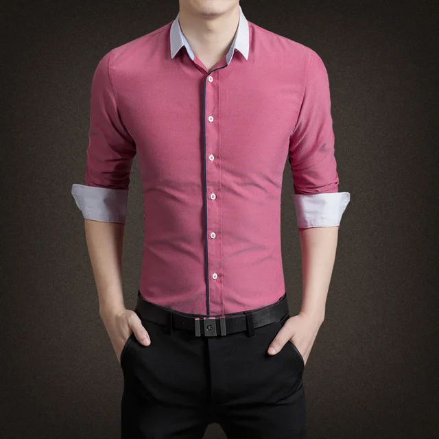 famous brand men solid color shirts male clothing designer business formal color