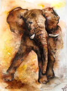 

HIGH QUALITY ABSTRACT ANIMAL OIL PAINTING ON CANVAS : " ELEPHANT" 24"X36"