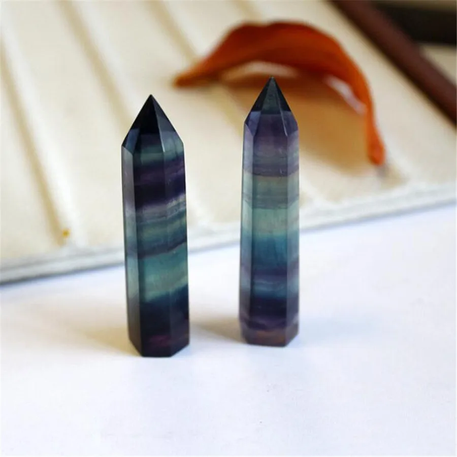 

1pcs70g NATURAL Fluorite QUARTZ CRYSTAL WAND POINT HEALING