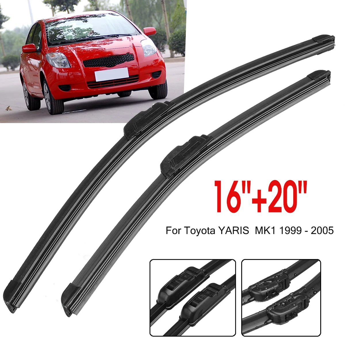 2Pcs 16'' 20'' Car Front Windscreen Window Windshield Wiper Blades For