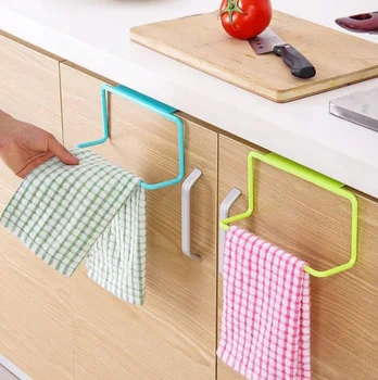 Door Tea Towel Rack Bar Hanging Holder Rail Organizer Bathroom Cabinet Cupboard Hanger Kitchen Accessories QJS Shop