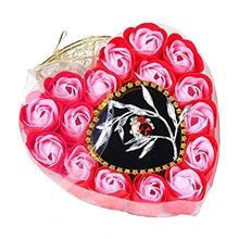 Новинка, 16 шт., красное ароматизированное мыло в виде лепестков роз, шкатулка в форме сердца