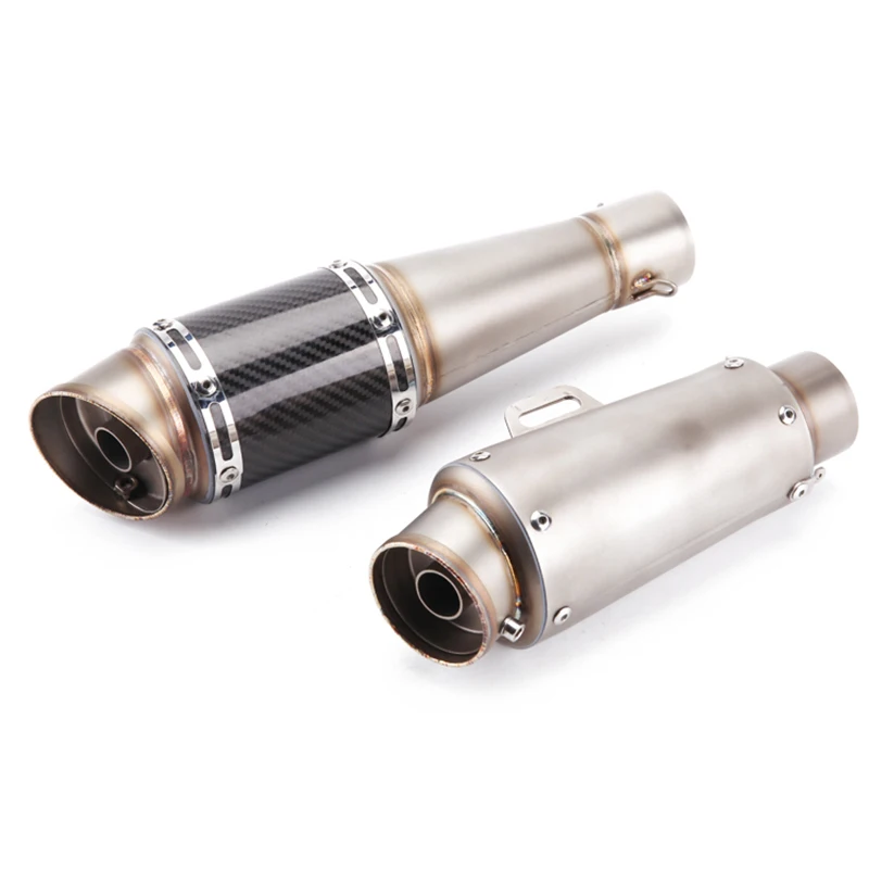 ID51mm Universal Motorcycle Exhaust Muffler Pipe Escape Real Carbon